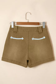 Contrast Arrow Detail Western Denim Shorts, model styling view