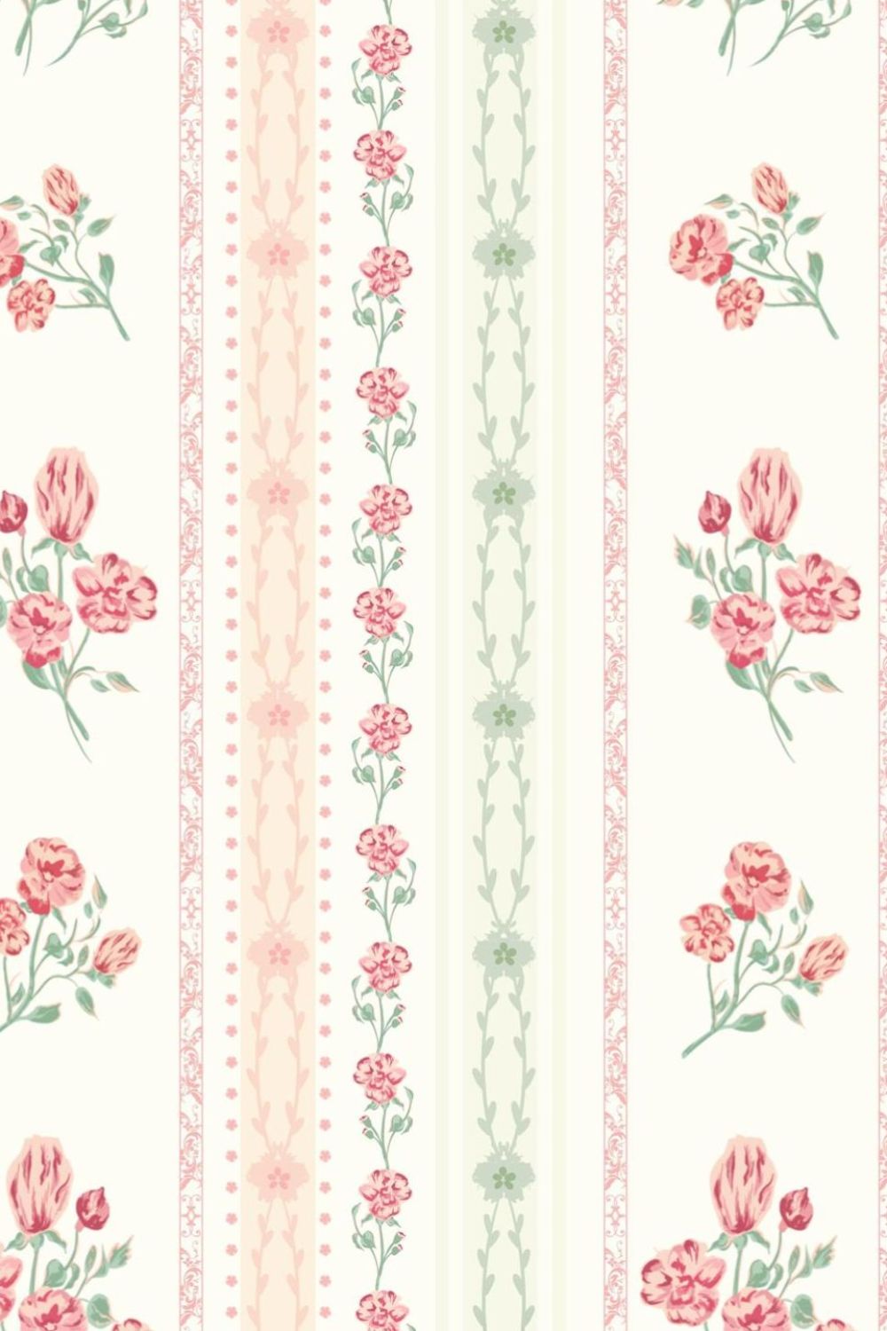 Pajama set in ivory with a cherry blossom print and striped accents.