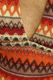Ethnic Print Halter Neck Cami in Multicolor, back view