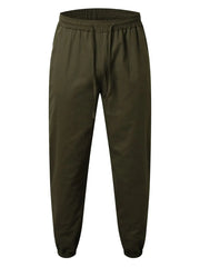 Army green relaxed-fit drawstring cuffed trousers with elastic waistband