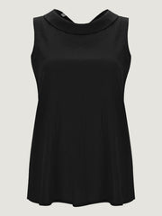 Black sleeveless Peter Pan collar blouse with textured fabric