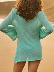Effortless Sheer Knit Long Sleeve Cover-up