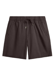 Men's coffee chino shorts with drawstring waist and side pockets.