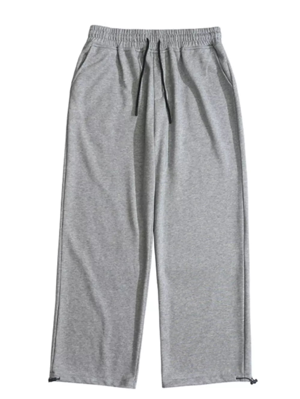 Men's Drawstring Wide Leg Pants in Gray, model styling view