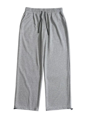 Men's Drawstring Wide Leg Pants in Gray, model styling view