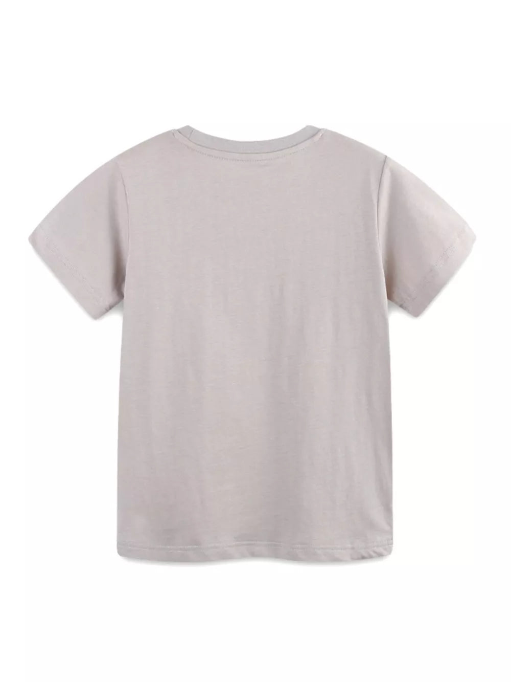 Kids' light grey cotton t-shirt with crew neck and short sleeves.
