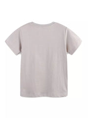 Kids' light grey cotton t-shirt with crew neck and short sleeves.