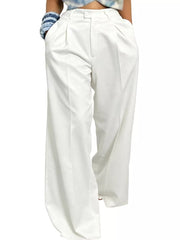 Wide Leg Pleated Pants in Khaki, alternate angle
