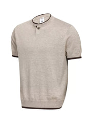 Men's Short Sleeve Collar Knit Top in Apricot, side view