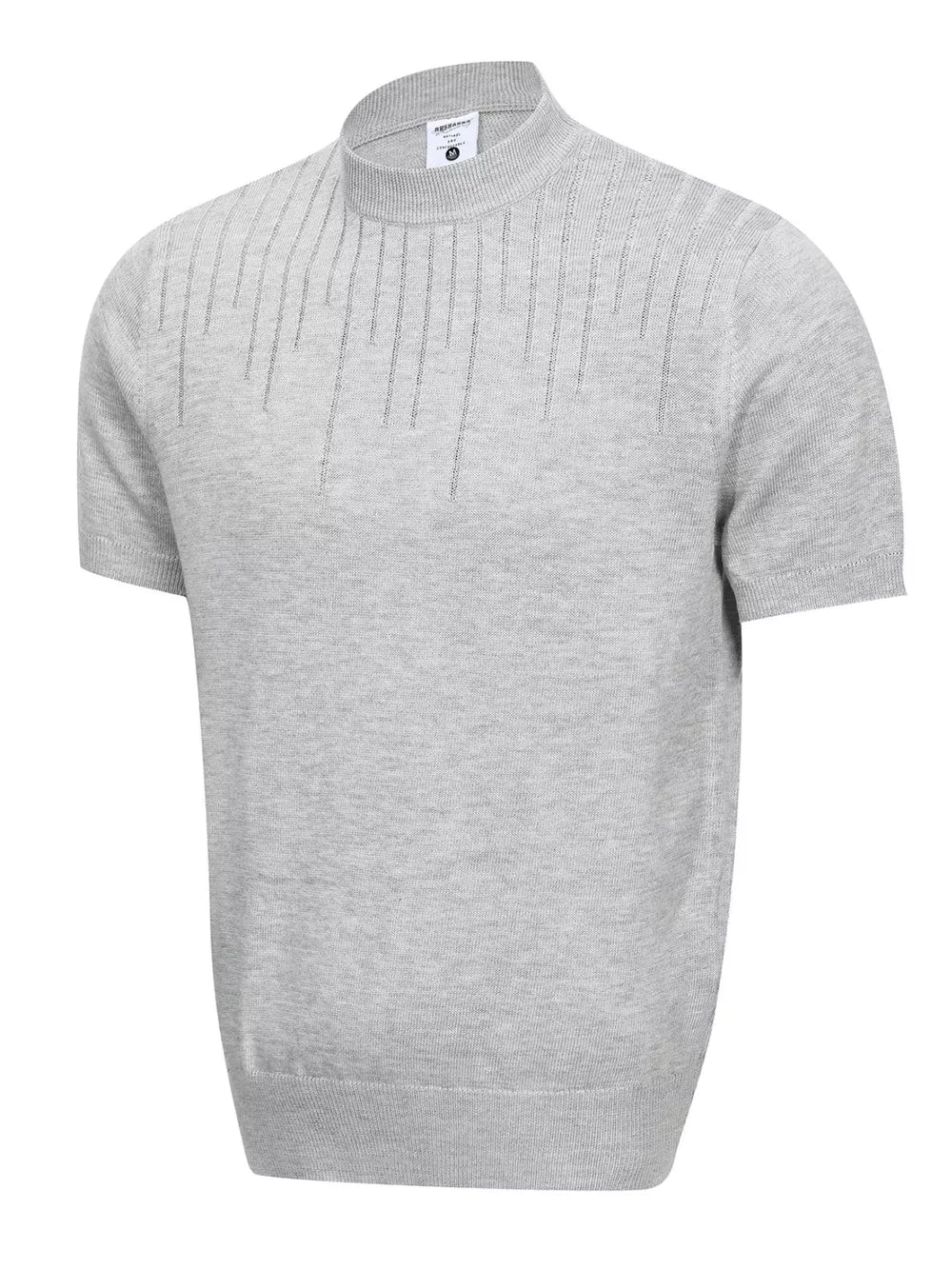 Men's Mock Neck Short Sleeve Knit Top in Khaki, view 13