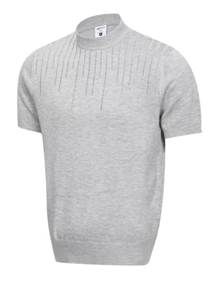 Men's Mock Neck Short Sleeve Knit Top in Khaki, view 13