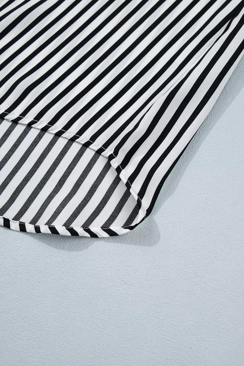 Striped Half Sleeve Button-up Shirt in Black, product detail