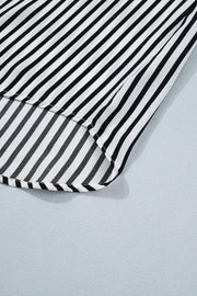 Striped Half Sleeve Button-up Shirt in Black, product detail