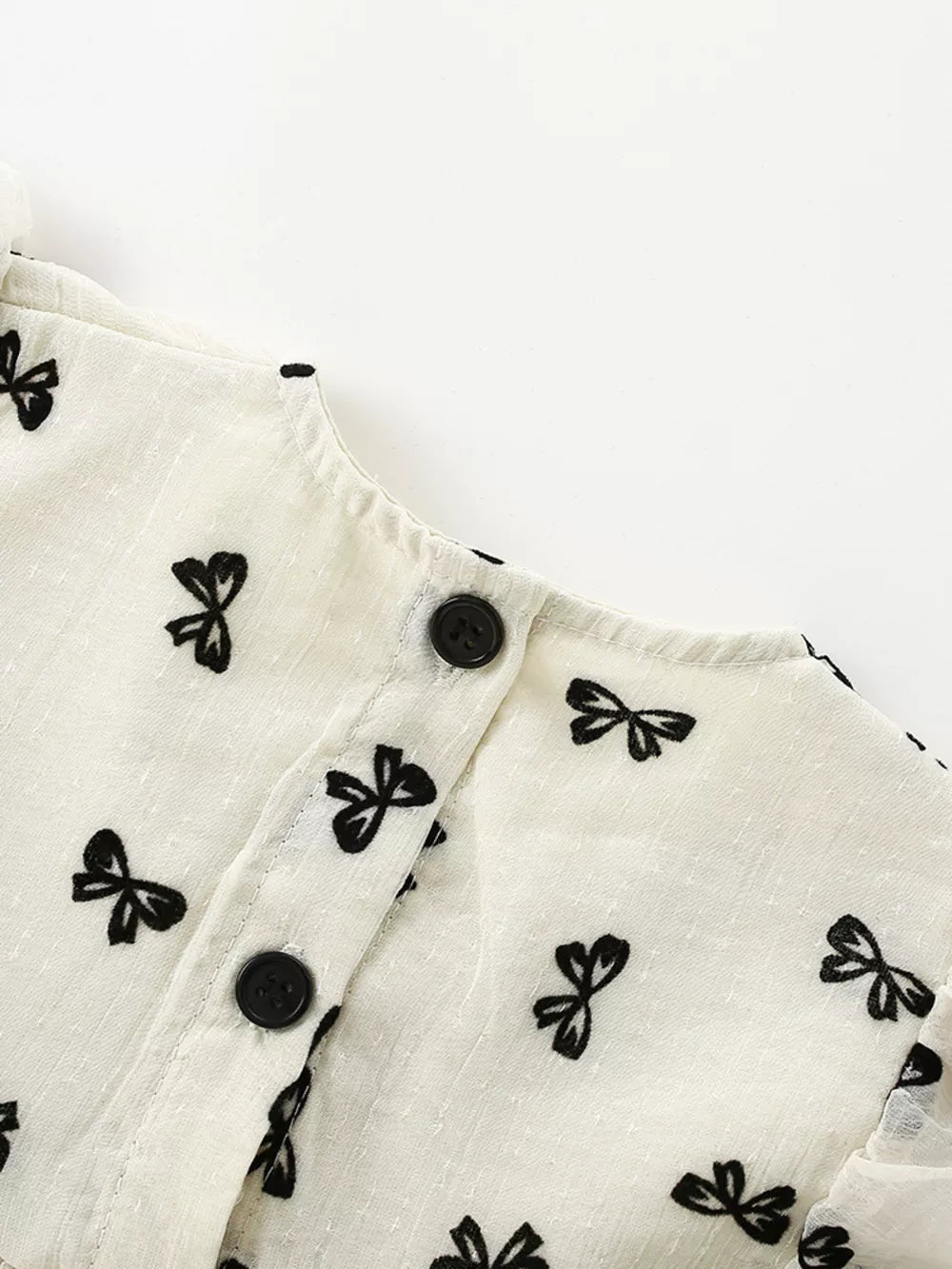 Children's Bow Print Flutter Sleeve Dress, model styling view