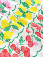 Playful Fruit Print Tiered Dress