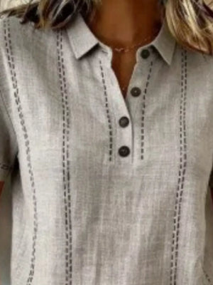 Button Detail Short Sleeve Blouse Plus Size in Gray, view 11