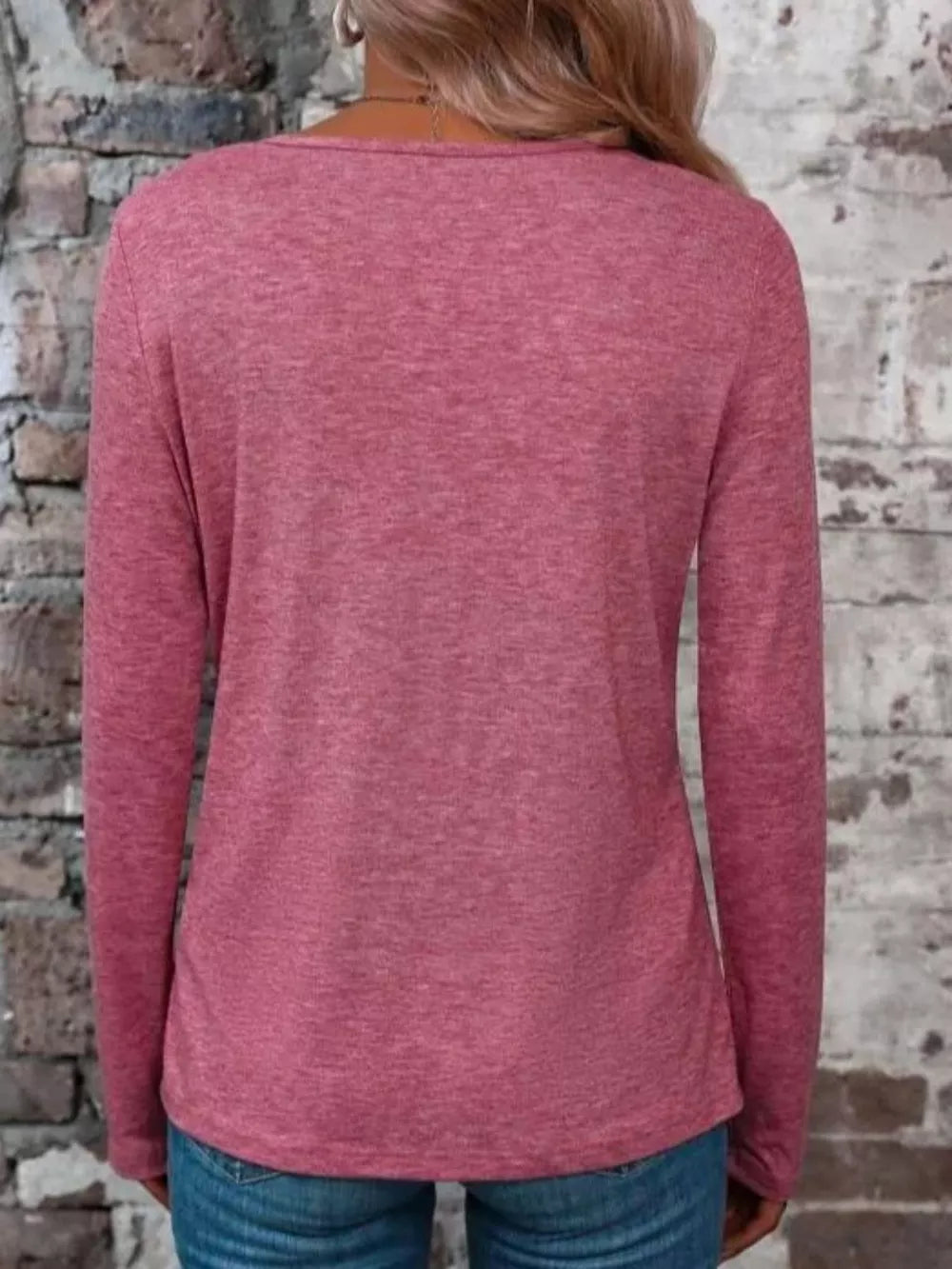 Crisscross V-neck Long Sleeve T-shirt in Pure Black, fabric detail