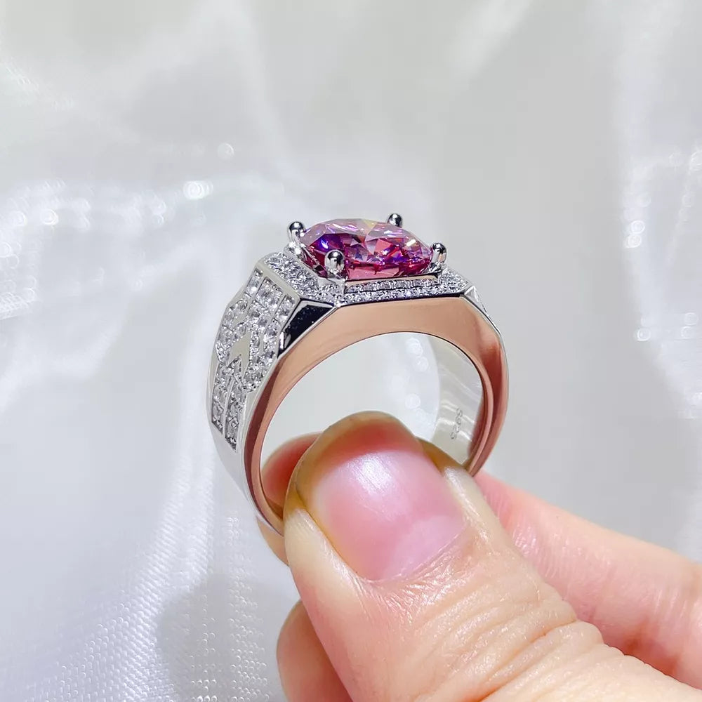 0.3 Carat Sterling Silver Geometric Solitaire Cocktail Ring, side view