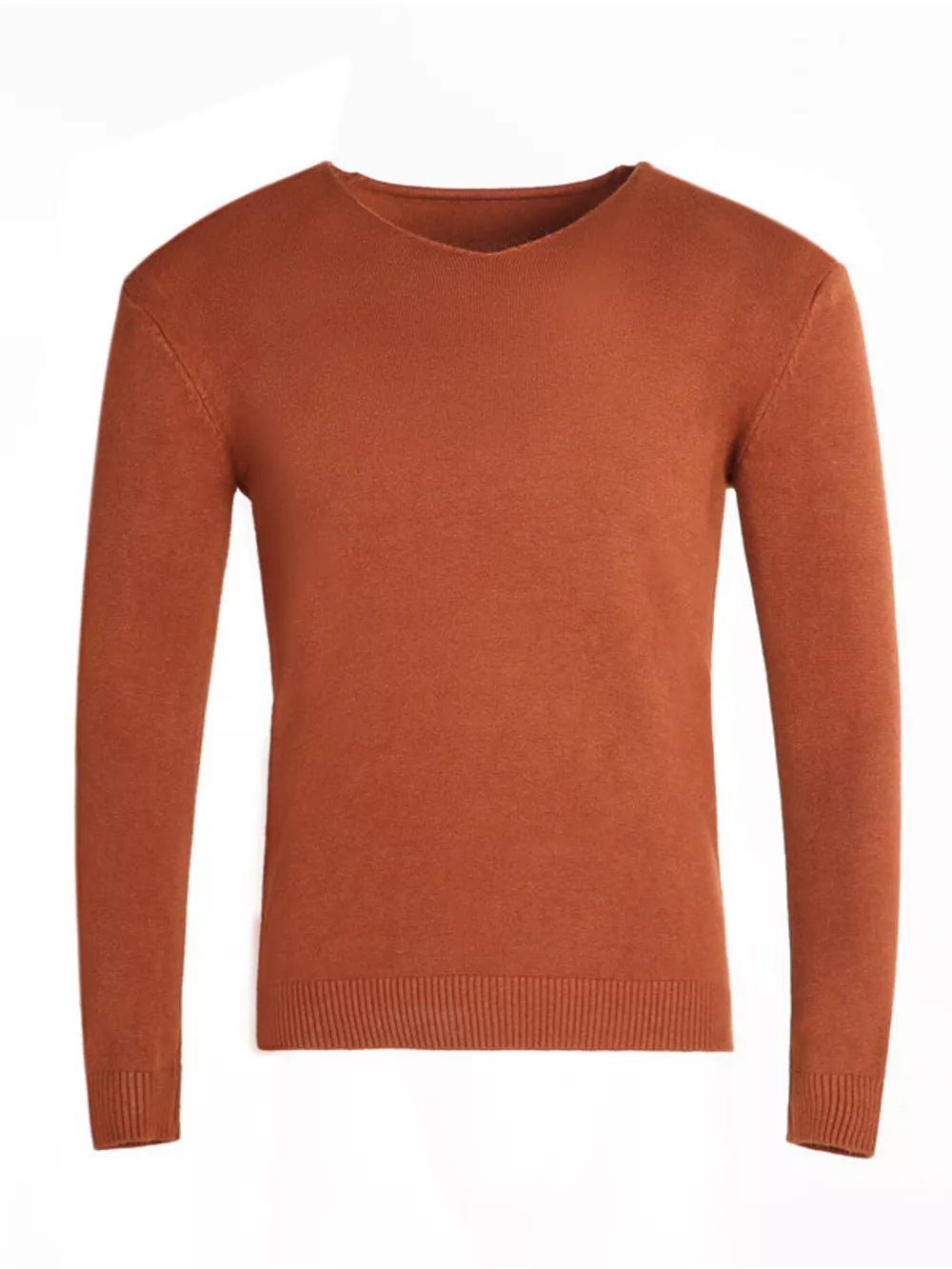 Men's Plus Size Solid Color Long Sleeve Knit Top in Navy, front view