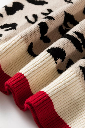 Leopard Pattern V-neck Ribbed Sweater in Leopard, view 11