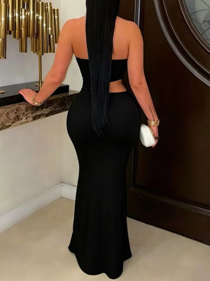 glam maxi dress in Black with strapless