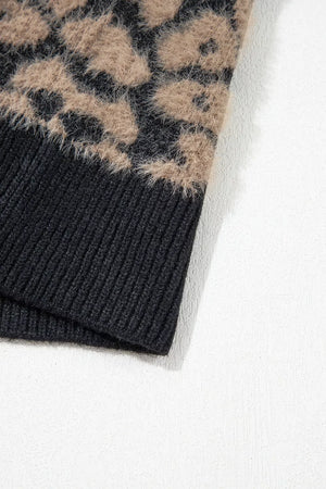 Leopard Print Knit Sleeveless Sweater Vest, editorial view