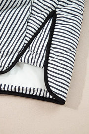 Striped Quilted Vest Coat in Black, view 13
