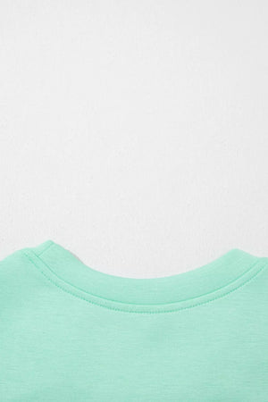 Mint green lounge set top crew neck detail with double stitching