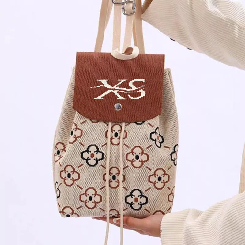 Floral Print Drawstring Backpack Bag, side view