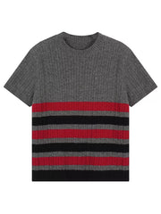 Men's Ribbed Short Sleeve Knit Top in Gray, front view