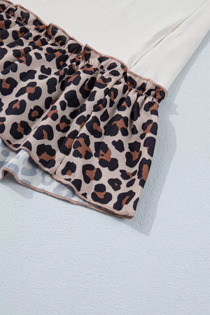 Cowgirl graphic tee with ruffled hem and leopard print detail