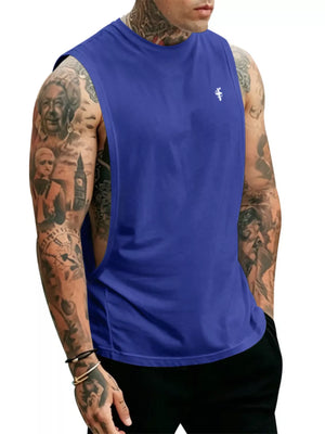 Men's Full Size Round Neck Tank Top Plus Size in Apricot, alternate angle