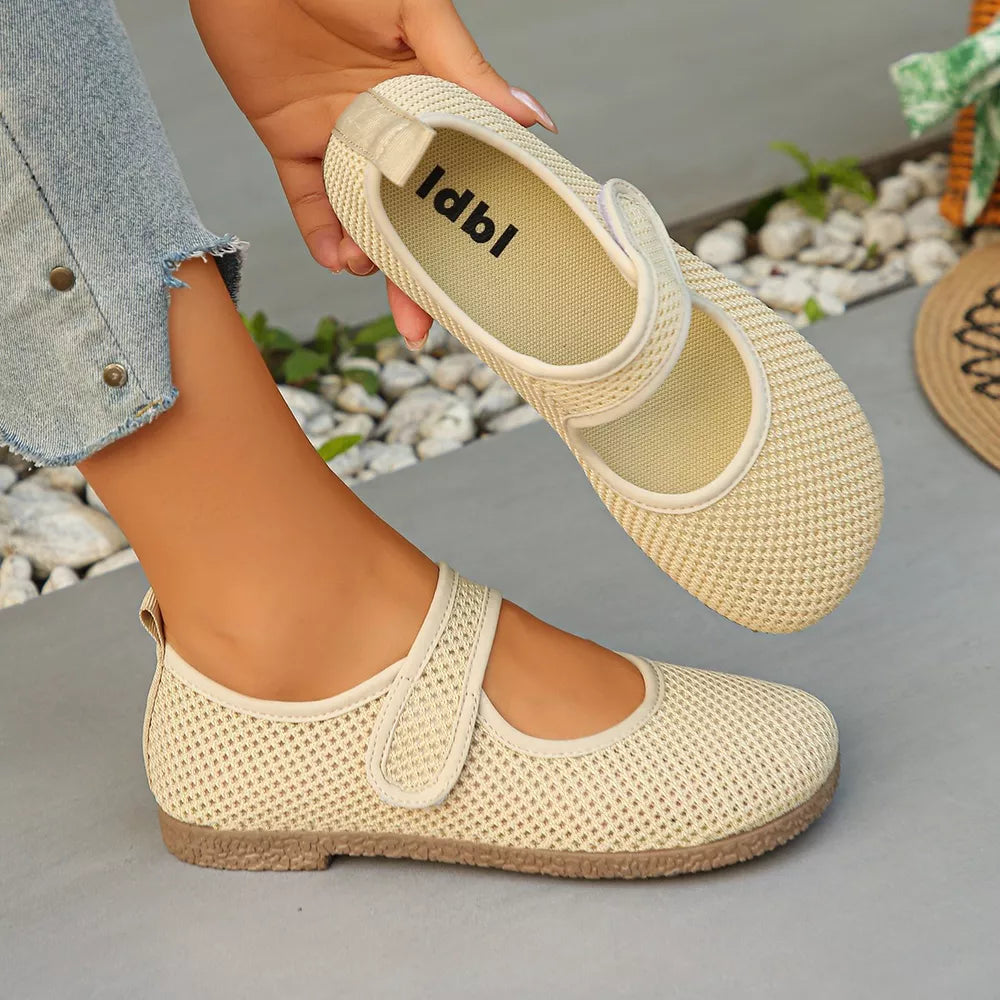 Round Toe Slip-ons in White, back view