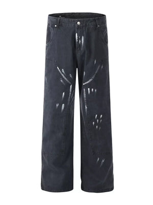 Men's Paint Splatter Wide-leg Pants, front view