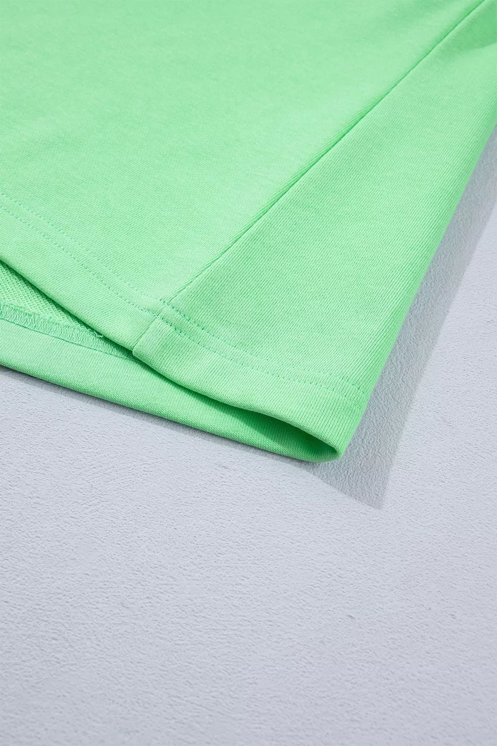 Color Block Half Zip Top & Shorts Set in Neon Green, alternate angle