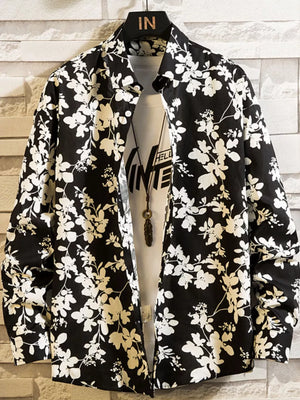 Men's Plus Size Printed Button Up Shirt, close-up detail