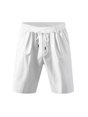 White chino shorts with drawstring waist and pockets