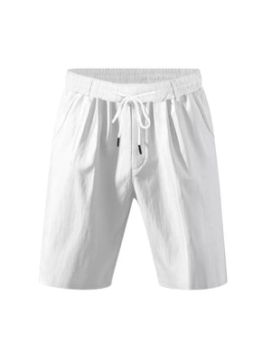 White chino shorts with drawstring waist and pockets