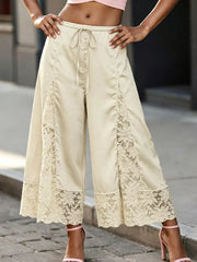 Lace Trim Wide-leg Cropped Pants
