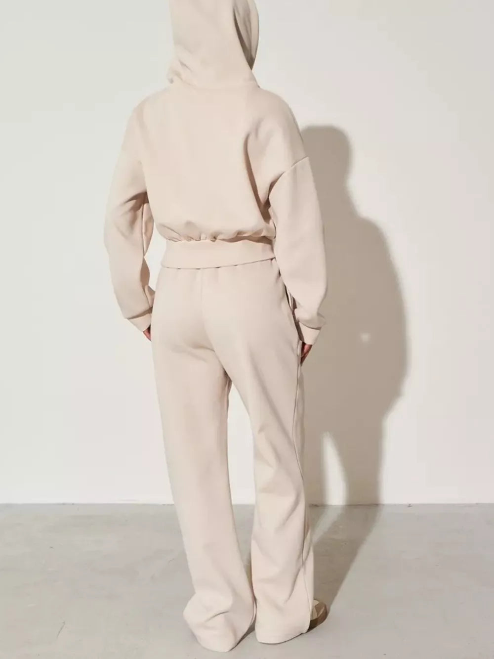 Zip-up Hoodie And Wide-leg Pants Set in Pink, editorial view