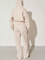 Zip-up Hoodie And Wide-leg Pants Set in Pink, editorial view