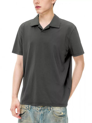 Water Wave Gray 100% polyester short sleeve polo shirt with classic collar.