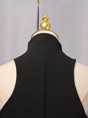Zip Up Sleeveless Mini Dress in Black, editorial view