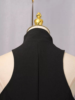 Zip Up Sleeveless Mini Dress in Black, editorial view