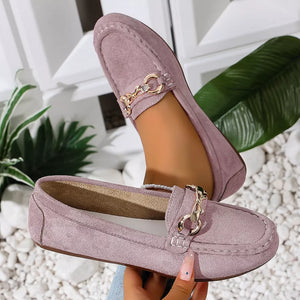 Comfortable Flat Loafers With Buckle in Dark Blue, view 13
