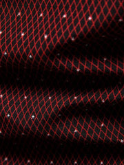 Men's red and black dotted diamond pattern cotton blend shirt