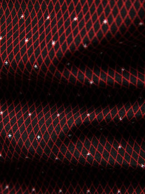 Men's red and black dotted diamond pattern cotton blend shirt