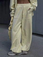 Oversized Zip-up Hoodie And Wide-leg Pants Set, back view
