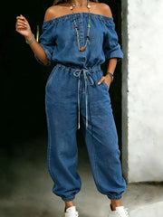 Chic Off-shoulder Pocketed Romper