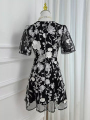 Floral Embroidery V-neck Mini Dress